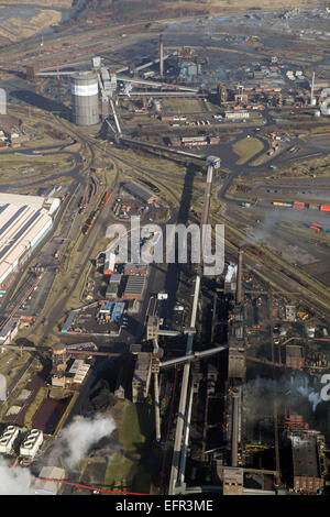 Luftaufnahme des Werkes British Steel Tata Steel Factory in Scunthorpe, Vereinigtes Königreich Stockfoto