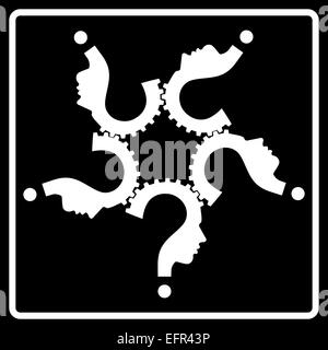 Menschlichen Kopf Team Gang Fragezeichen Stockfoto