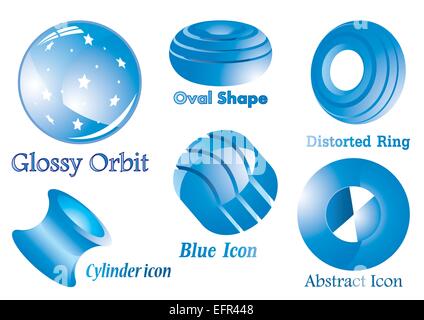 Abstrakt blau und glänzend-Icon-Set, Vektor-illustration Stock Vektor