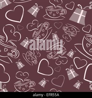 Kaffee, Herzen und Geschenken Musterdesign, Vektor-illustration Stock Vektor