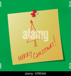 Frohe Weihnachten handschriftliche Nachricht auf klebrigen Papier, eps10 Vektor-illustration Stock Vektor