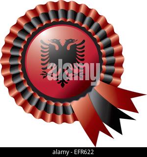 Albanien detaillierte Seide Rosette Flagge, eps10 Vektor-illustration Stock Vektor