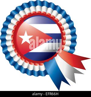 Kuba detaillierte Seide Rosette Flagge, eps10 Vektor-illustration Stock Vektor