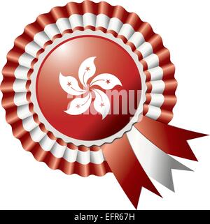 Hong Kong detaillierte Seide Rosette Flagge eps10 Vektor-illustration Stock Vektor