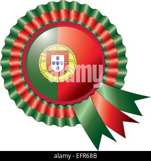 Portugal detaillierte Seide Rosette Flagge eps10 Vektor-illustration Stock Vektor