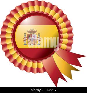 Spanien-ausführliche Seide Rosette Flagge, eps10 Vektor-illustration Stock Vektor