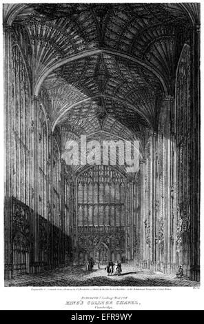 Eine Gravur der Innenraum des Kings College Chapel, Cambridge Scannen mit hoher Auflösung aus einer Publikation gedruckt im Jahre 1805. Stockfoto