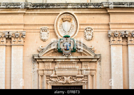 Fassade der St. Pauls Cathedral, Mdina, Malta Stockfoto