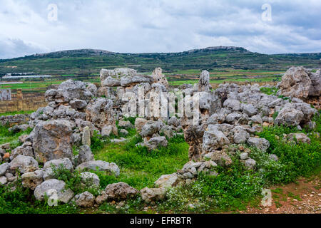 TA Hagrat ist Maltesisch prähistorische megalitischen Tempel auf der Weltkulturerbeliste der UNESCO eingeschrieben. Stockfoto