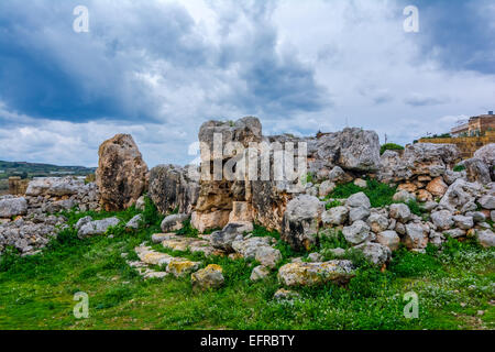 TA Hagrat ist Maltesisch prähistorische megalitischen Tempel auf der Weltkulturerbeliste der UNESCO eingeschrieben. Stockfoto