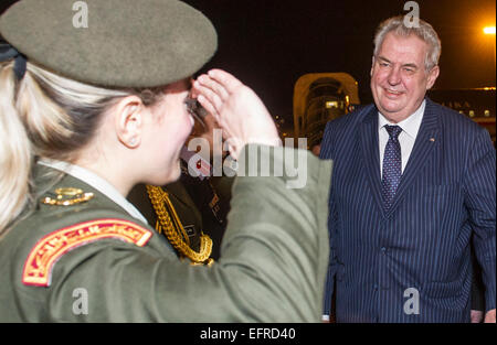 Tschechischer Präsident Milos Zeman (im Bild) mit seiner Frau Ivana besucht die Hauptstadt Amman, Jordanien, 9. Februar 2015. (CTK Foto/David Tanecek) Stockfoto