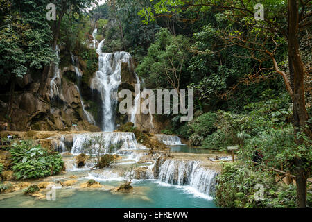 Kuang Si Wasserfall, Luang Prabang, Laos. Stockfoto