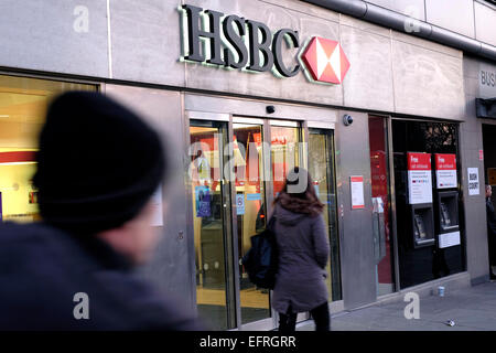 Eine Nahaufnahme von der HSBC Bank in London. Stockfoto