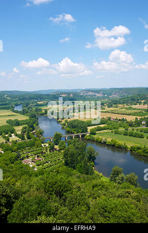 Dordogne Fluß, Domme, Frankreich Stockfoto