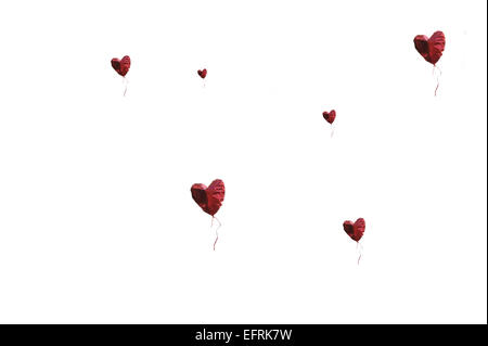 Luftballons in Herzform Stockfoto