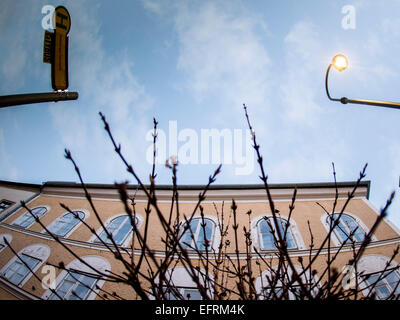 Braunau Am Inn, Oberösterreich, Österreich. 6. Februar 2015. Das Geburtshaus Adolf Hitler ist am gesehen in Braunau Inn, Österreich am 6. Februar 2015. © Christian Bruna/ZUMA Wire/ZUMAPRESS.com/Alamy Live-Nachrichten Stockfoto