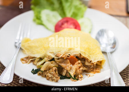 Closeup gebratene Nudeln mit Schweinefleisch, Fotoarchiv Stockfoto