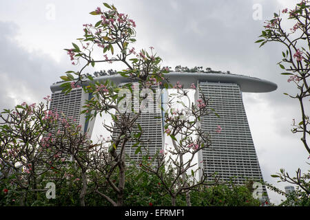 Ansicht des Marina Bay Sands Gebäude aus Gärten an der Bucht, Singapur Stockfoto