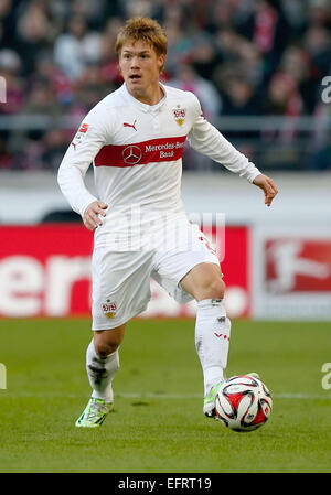 Stutthart, Deutschland. 7. Februar 2015. Stuttgarts Gotoku Sakaiin Aktion während der Fußball-Bundesliga Spiel VfB Stuttgart Vs FC Bayern München in Stutthart, Deutschland, 7. Februar 2015. Foto: Ronald Wittek/Dpa/Alamy Live News Stockfoto