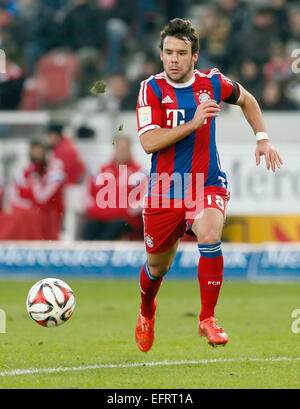 Stutthart, Deutschland. 7. Februar 2015. Bayern Juan Bernat in Aktion während der Fußball-Bundesliga Spiel VfB Stuttgart Vs FC Bayern München in Stutthart, Deutschland, 7. Februar 2015. Foto: Ronald Wittek/Dpa/Alamy Live News Stockfoto