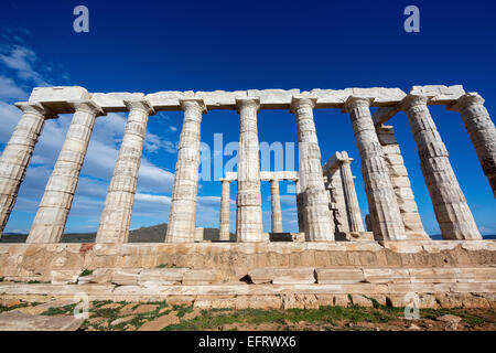 Tempel des Poseidon (griechischer Gott des Meeres), Mythologie, Kap Sounion, Griechenland Stockfoto