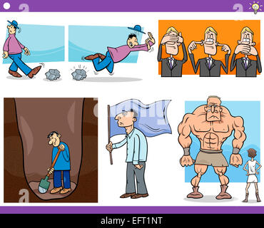 Abbildung Reihe von humorvollen Cartoon Konzepte oder Ideen mit lustigen Figuren Stockfoto