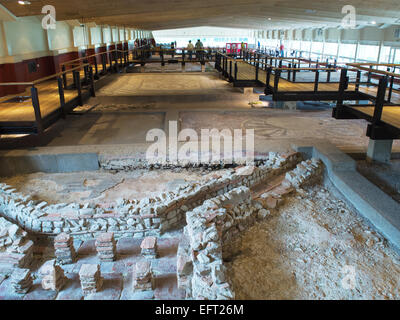 Römische Hypokausten-Heizsystem bleibt im Fishbourne Roman Palace, in der Nähe von Chichester West Sussex UK Stockfoto