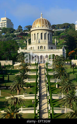 Die Bahai-Tempel & der Bahai-Gärten in Haifa. Stockfoto