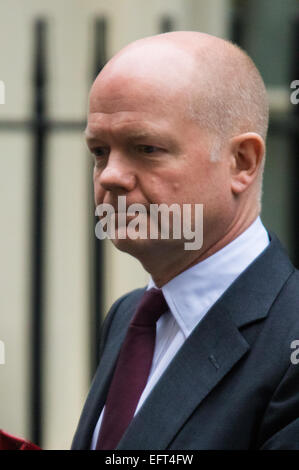 London, 10. Februar 2015. Minister kommen bei der wöchentlichen Kabinettssitzung in 10 Downing Street. Im Bild: William Hague. Bildnachweis: Paul Davey/Alamy Live-Nachrichten Stockfoto