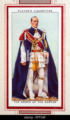 Karte des Spielers Zigarette - The Order of the Garter. Stockfoto