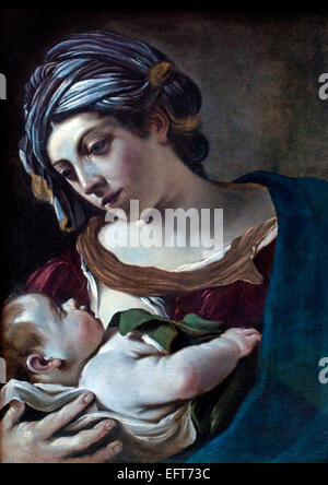 MADONNA mit Kind, 1621 – 22 GUERCINO (GIOVANNI FRANCESCO BARBIERI) 1591-1666 (Guercino) Italien Italienisch Stockfoto