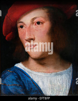 Tizian - Tiziano Vecellio (1489-1576) Portrait eines jungen Mann Italien Italienisch Stockfoto