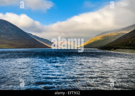 Silent Valley, Berge von Mourne, Nordirland, welches in einer Reihe von Szenen von Game of Thrones gekennzeichnet Stockfoto