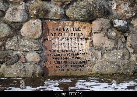 Der Ort der Schlacht bei Culloden Moor in der Nähe von Inverness. Stockfoto