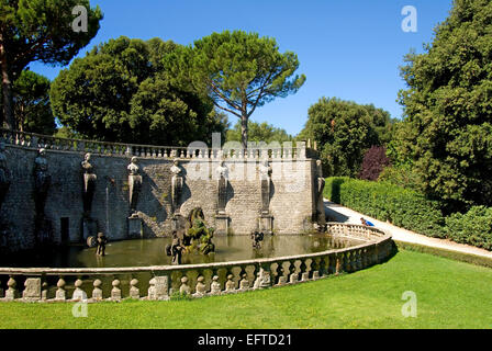 Bagnaia, Lazio, Italien. Villa Lante: Fontana di Pegaso Stockfoto