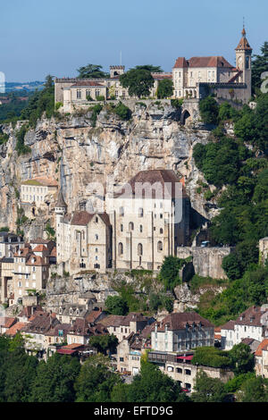 Blick von Rocamadour, Dordogne, Frankreich, vom über die vally Stockfoto