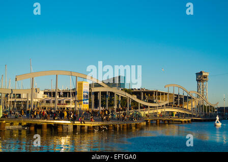 Rambla de Mar, Port Vell, Barcelona, Spanien Stockfoto