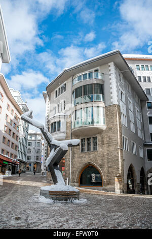 Stadtzentrum von St.Moritz, Graubünden, Schweiz Stockfoto