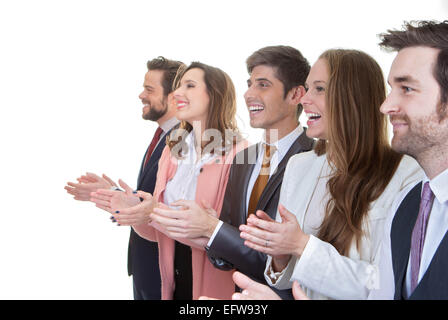 Team der Unternehmensgruppe applaudieren treffen Stockfoto