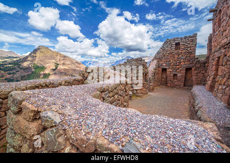 Inka Ruinen von Pisac im Heiligen Tal in der Nähe von Cusco Stockfoto