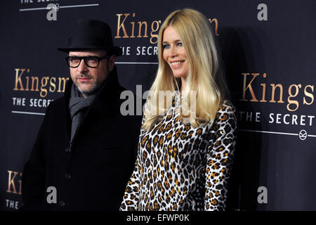 Matthew Vaughn und Frau Claudia Schiffer Teilnahme an der "Kingsman: The Secret Service' New Yorker Premiere im SVA Theater am 9. Februar 2015 in New York City/Picture Alliance Stockfoto