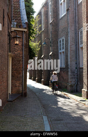 Gasse im Sommer in Delft, Holland Stockfoto