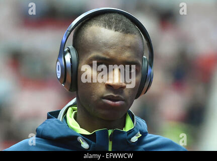 Gewinner Mutaz Essa Barshim von Katar abgebildet während der Tour Mähren Hochsprung Männer, in Trinec, Tschechische Republik, 8. Februar 2015. (Foto/Jaroslav Ozana CTK) Stockfoto
