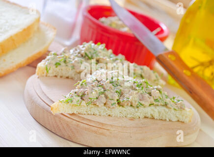 Brot mit Leber COB Stockfoto