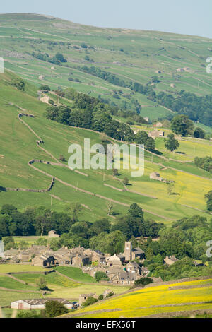 Dorf von Muker im Swaledale, Frühsommer. Yorkshire Dales National Park, UK Stockfoto
