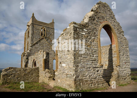 Die zerstörten mittelalterlichen St. Michael am Graben prahlen, Burrowbridge, Somerset, Großbritannien Stockfoto