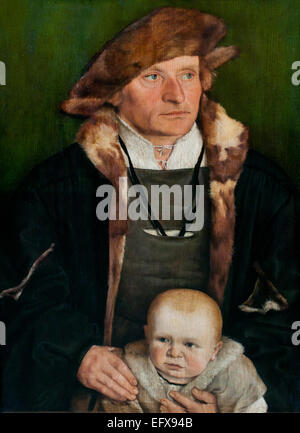 Barthel Beham (Nürnberg 1502 - Italien 1540) Bildnis des Hans Urmiller mit seinem Sohn. Deutsch Deutschland Stockfoto