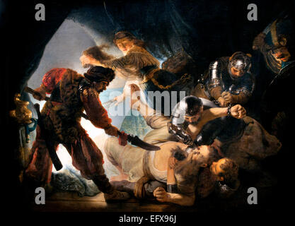 DIE BLENDUNG VON SAMSON, 1636 Rembrandt Harmenszoon van Rijn 1606-1669 Niederländische Niederlande ( Samson, hebräischer Shimshon, legendärer israelitischer Krieger und Richter oder göttlich inspirierter Anführer, bekannt für seine ungeheuere Stärke) Stockfoto