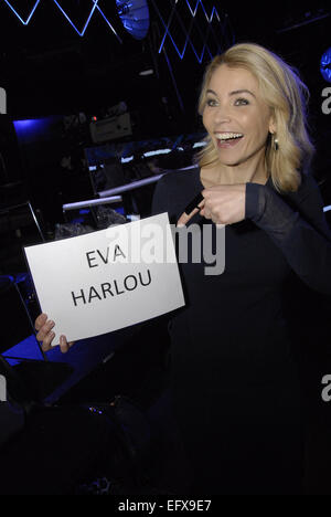 Kopenhagen, Dänemark. 11. Februar 2015. Frau Eva Harlou, die X-Factor-Host im dänischen nationalen Rundfunk oder Dänemark Radio bei X-Factor trifft die Presse am 11. Februar 2015. Bildnachweis: Francis Dean/Alamy Live-Nachrichten Stockfoto