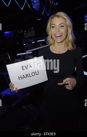 Kopenhagen, Dänemark. 11. Februar 2015. Frau Eva Harlou, die X-Factor-Host im dänischen nationalen Rundfunk oder Dänemark Radio bei X-Factor trifft die Presse am 11. Februar 2015. Bildnachweis: Francis Dean/Alamy Live-Nachrichten Stockfoto